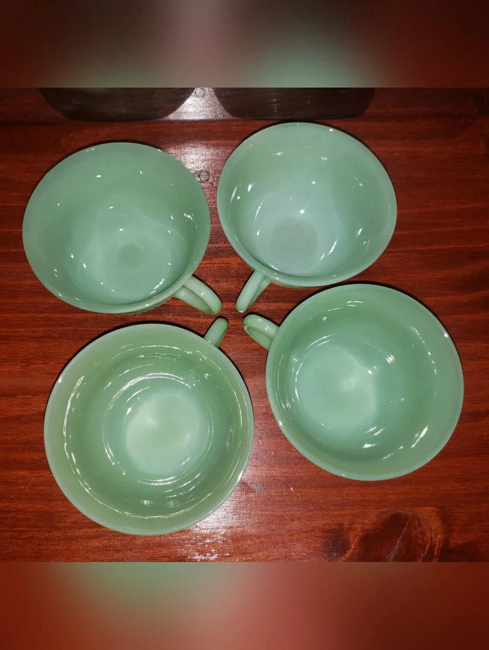 Vintage Floral Ribbed Jadeite Cups